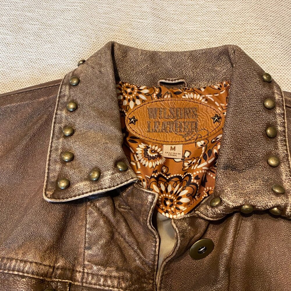 Wilsons Leather Crop Studded Leather Jacket - Picture 4 of 15